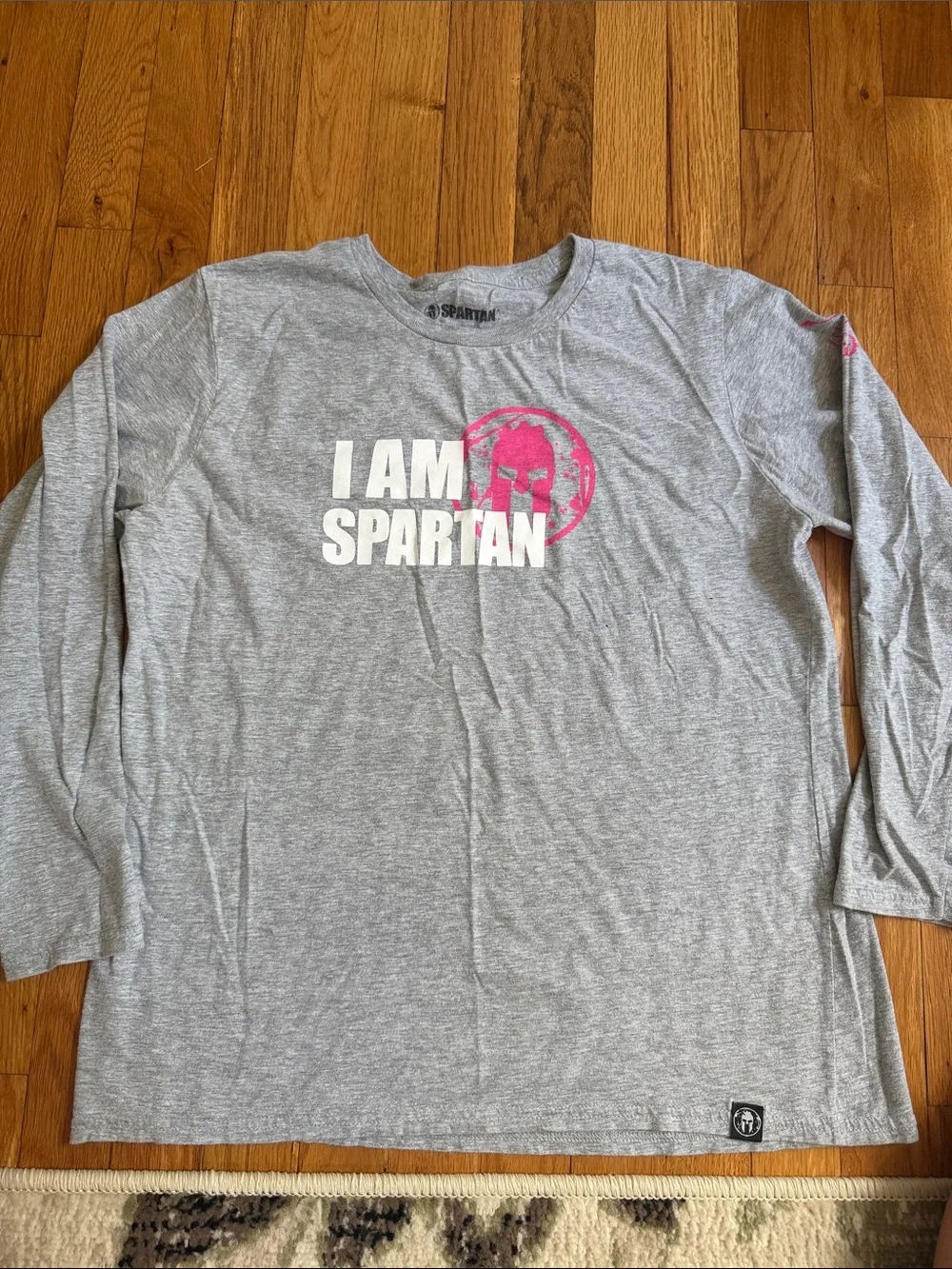 Spartan Race Long Sleeve Tee - Gray with Pink Logo